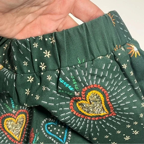 FARM Rio Anthropologie Womens Small Fernanda Flared Pants Cotton Star Bird Print